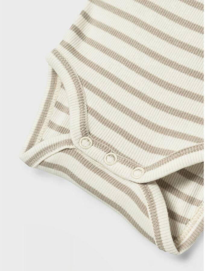Name it BABY gestreepte romper NBNBANI beige ecru Jongens Katoen Ronde hals 50 - Foto 5