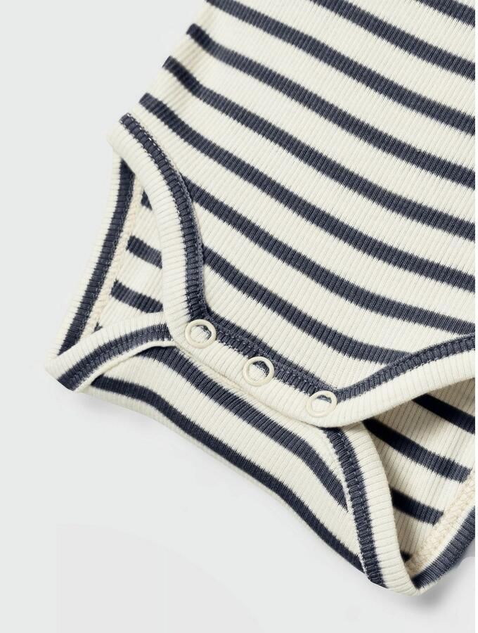 Name it BABY gestreepte romper NBNBANI donkerblauw ecru Jongens Katoen Ronde hals 50 - Foto 3