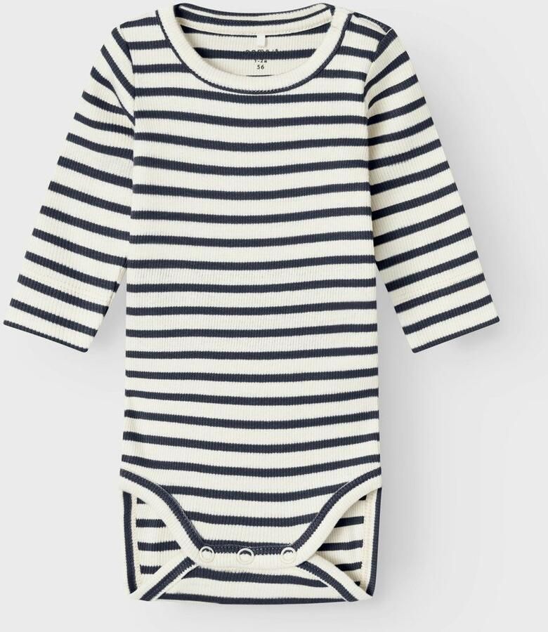 Name it BABY gestreepte romper NBNBANI donkerblauw ecru Jongens Katoen Ronde hals 50 - Foto 2