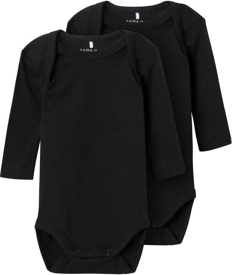 Name it BABY romper NBNBODY set van 2 zwart Stretchkatoen Ronde hals 56