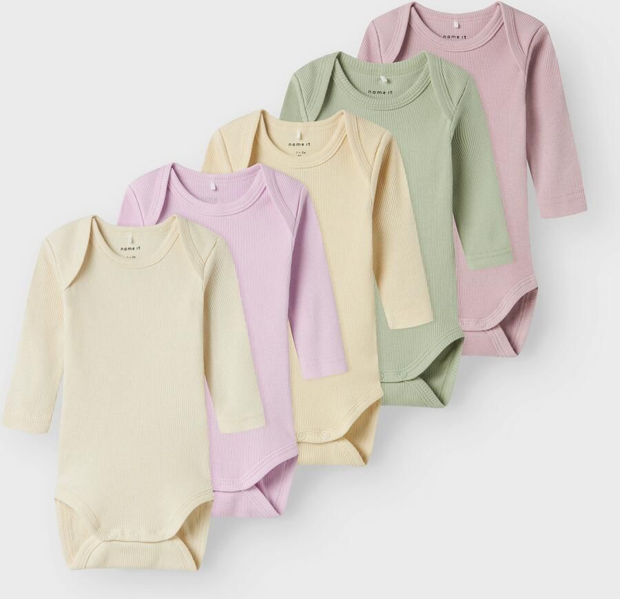 Name It Body met lange mouwen NBNBODY voor en met ribstructuur en comfort (set 5-delig)
