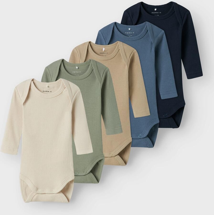 Name It Body met lange mouwen NBNBODY voor meisjes en jongens met ribstructuur en comfort (set 5-delig) - Foto 3