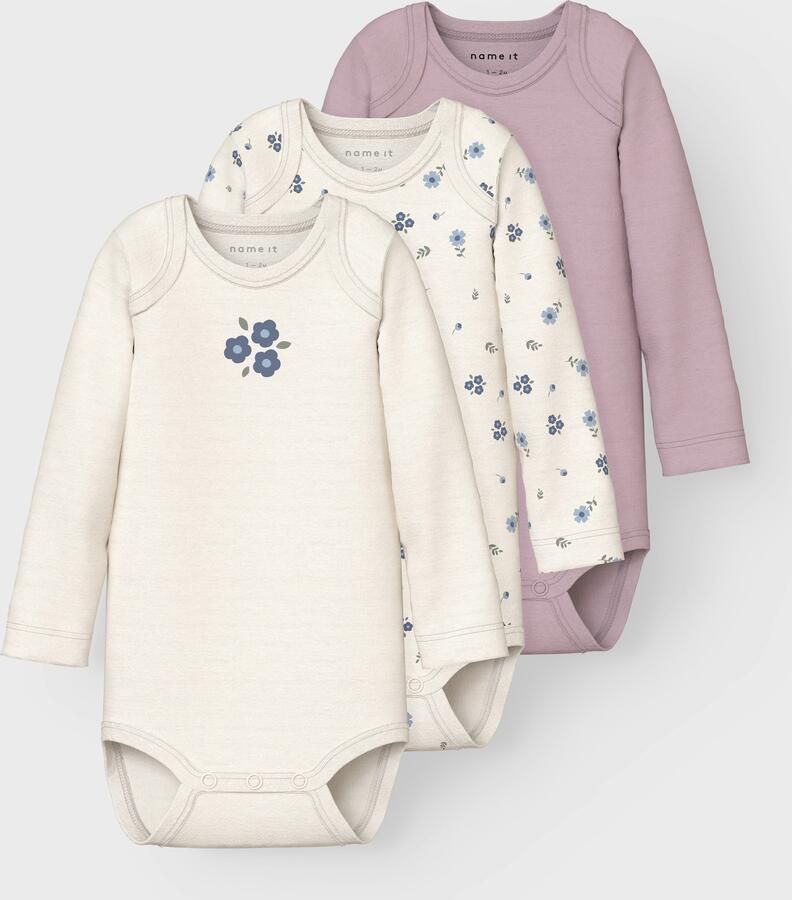 Name It Body NBFBODY 3P LS JET STREAM FLOWER NOOS (set 3-delig)