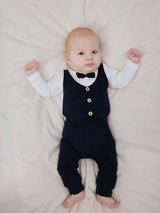 Name it BABY romper + broek NBMADAM antraciet wit Shirt + broek Grijs Jongens Stretchkatoen Ronde hals 56 - Foto 5