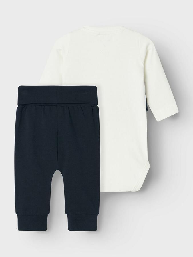 Name it BABY romper + broek NBMADAM antraciet wit Shirt + broek Grijs Jongens Stretchkatoen Ronde hals 56 - Foto 3