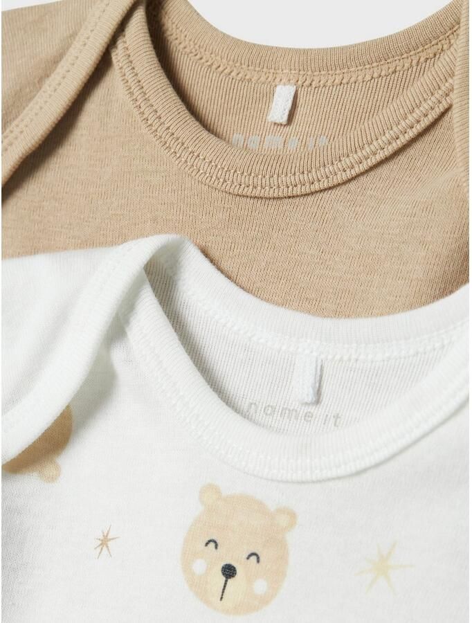 Name it BABY romper NBNBODY set van 3 zand wit Beige Jongens Katoen Ronde hals 50 - Foto 2