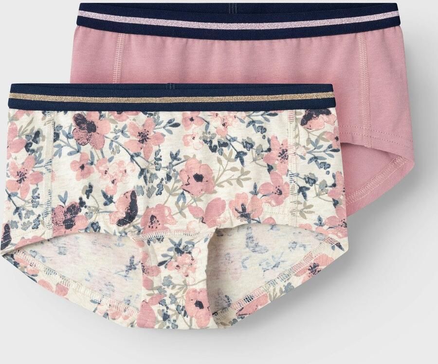 Name it KIDS hipster set van 2 roze ecru Slip Meisjes Stretchkatoen Bloemen 122 128 - Foto 6