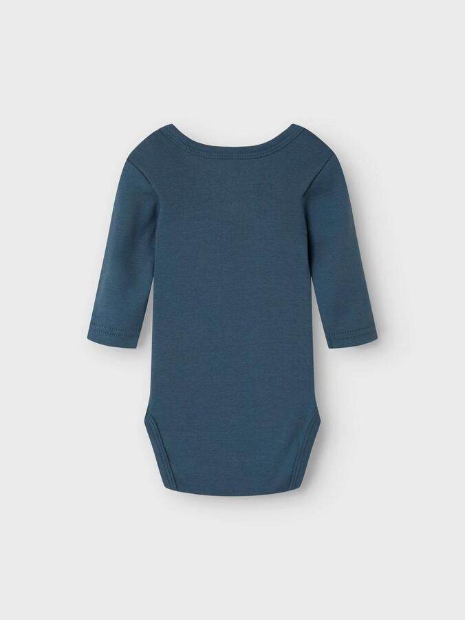NAME IT BABY romper NBMNIGHTSUIT blauw ecru (set van 3) Jongens Katoen Ronde hals