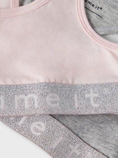 Name it KIDS bh top set van 2 lichtroze grijs melange Meisjes Stretchkatoen 122 128 - Foto 3