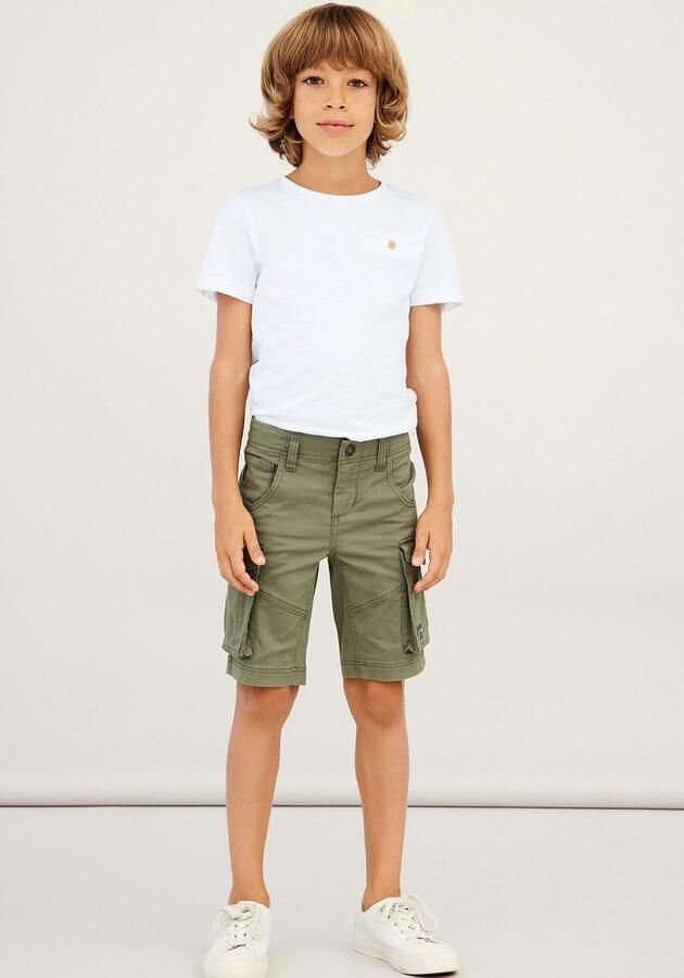 Name it KIDS regular fit cargo bermuda NKMRYAN kaki Korte broek Groen Stretchkatoen 104 - Foto 5