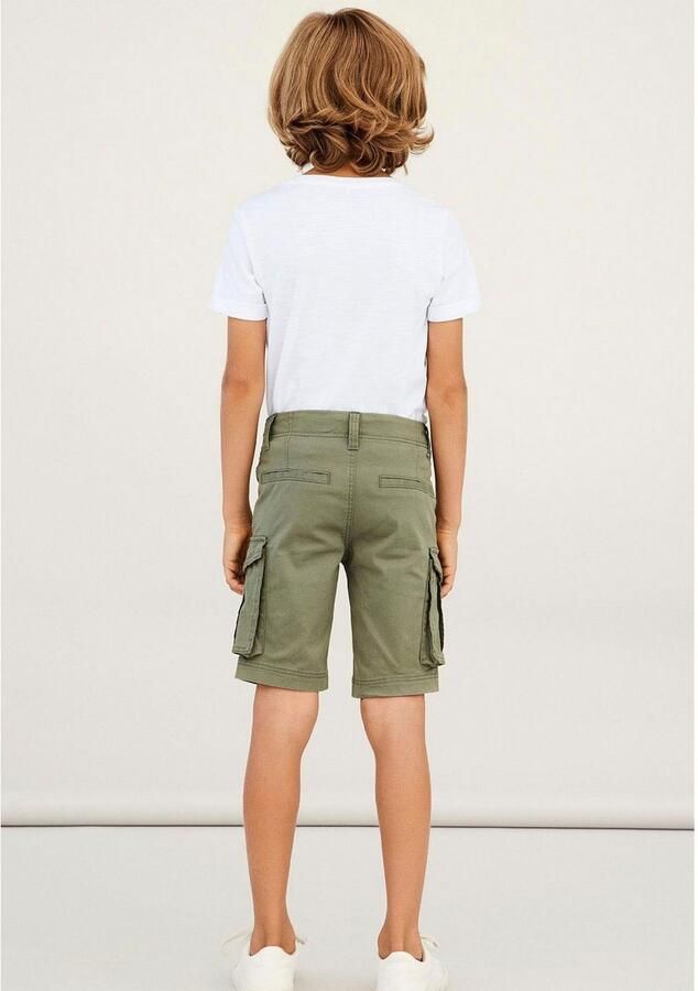 Name it KIDS regular fit cargo bermuda NKMRYAN kaki Korte broek Groen Stretchkatoen 104 - Foto 4