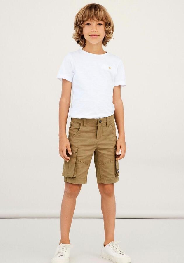 Name it KIDS regular fit cargo bermuda NKMRYAN bruin Korte broek Stretchkatoen 116 - Foto 5