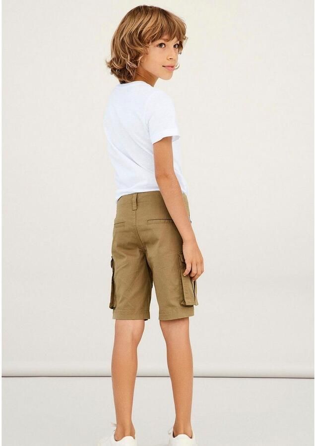 Name it KIDS regular fit cargo bermuda NKMRYAN bruin Korte broek Stretchkatoen 116 - Foto 4