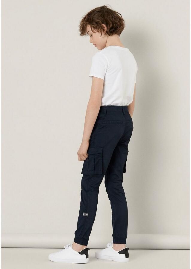 Name it KIDS cargobroek NKMRYAN donkerblauw Jongens Stretchkatoen Effen 134 - Foto 3