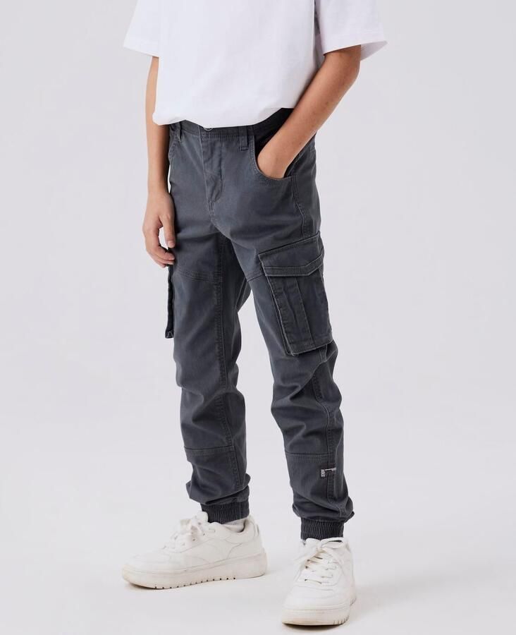 Name it KIDS regular fit cargobroek NKMRYAN donkergrijs Jongens Stretchkatoen 176 - Foto 6