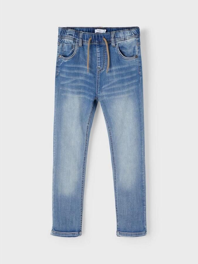 Name It Comfortjeans NKMROBIN voor jongens met knoopsluiting en elastisch denim casual gesneden denim slijtage-effecten aangezette manchet - Foto 5