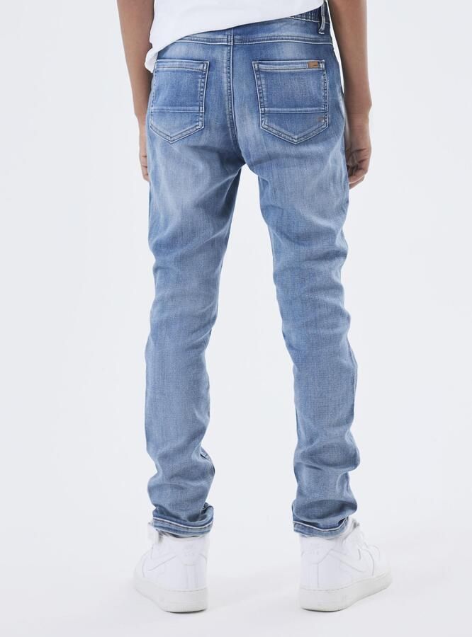 Name It Comfortjeans NKMROBIN voor jongens met knoopsluiting en elastisch denim casual gesneden denim slijtage-effecten aangezette manchet - Foto 4