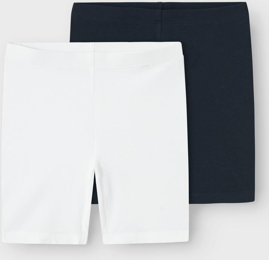 Name it KIDS bikershort NKFVIVIAN set van 2 wit zwart Korte broek Meisjes Stretchkatoen 110 116