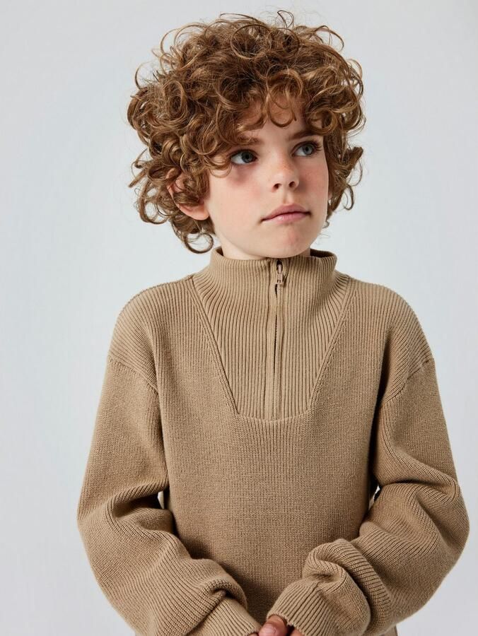 Name it KIDS gebreide trui beige Jongens Katoen Opstaande kraag Effen 158 164 - Foto 2