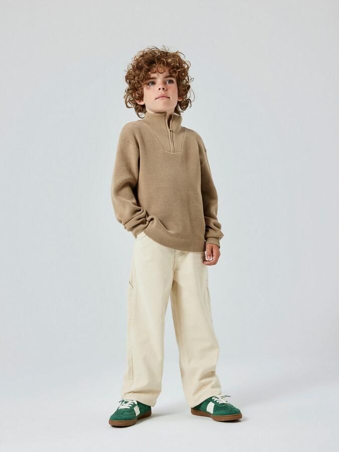 Name it KIDS gebreide trui beige Jongens Katoen Opstaande kraag Effen 158 164 - Foto 5