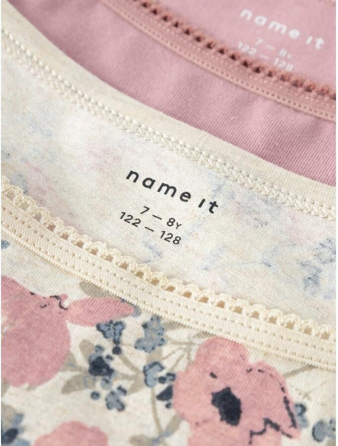 Name It Hemd NKFSTRAP voor meisjes met bloemenprint in 2-pack bedrukt casual regular fit katoenmix ronde hals (set 2 stuks)