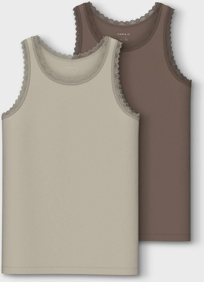 NAME IT KIDS hemd NKFTANK set van 2 zand bruin - Foto 3