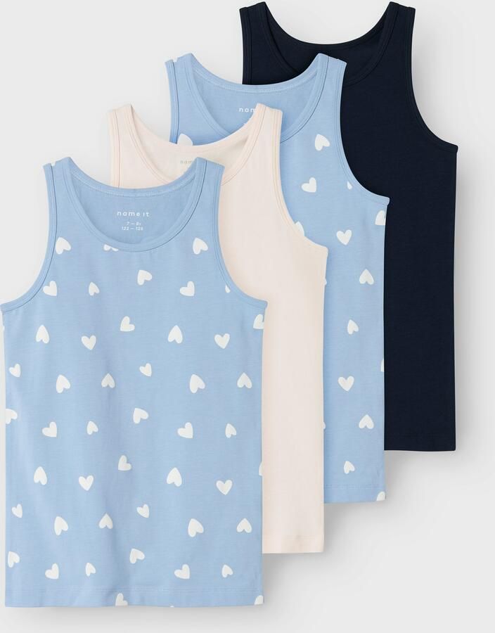NAME IT KIDS hemd set van 4 zachtblauw donkerblauw roze - Foto 6