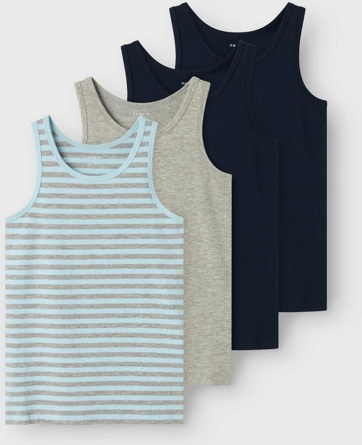 Name It Hemd NKMTANK voor jongens met strepen in 4-pack gestreept casual regular fit katoenmix ronde hals (set 4 stuks) - Foto 3