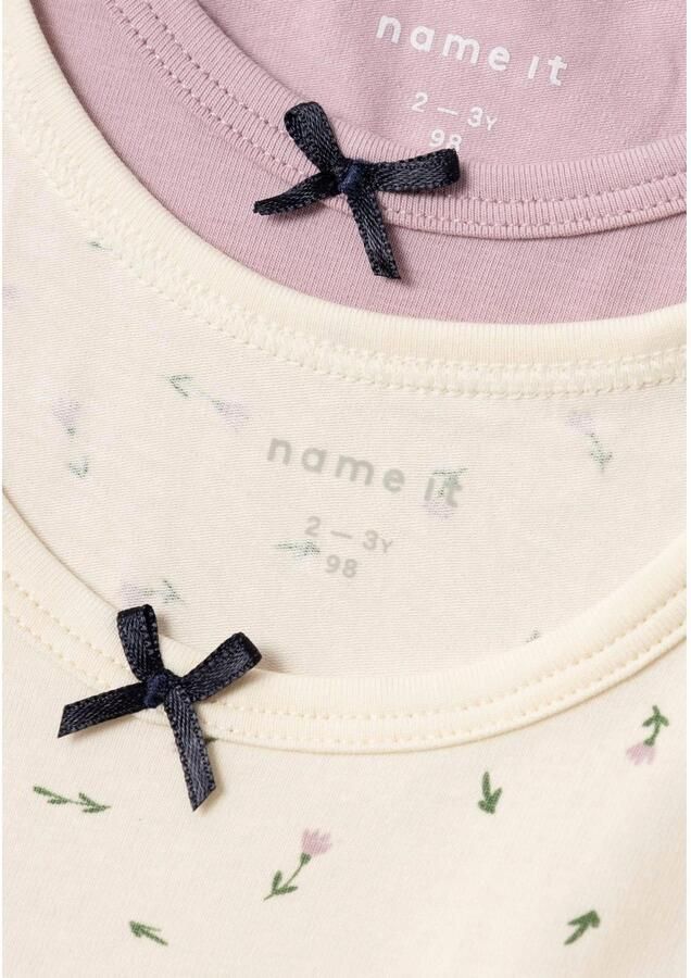 Name it MINI hemd NMFTANK TOP set van 2 beige lila Meisjes Stretchkatoen Ronde hals 104 - Foto 3