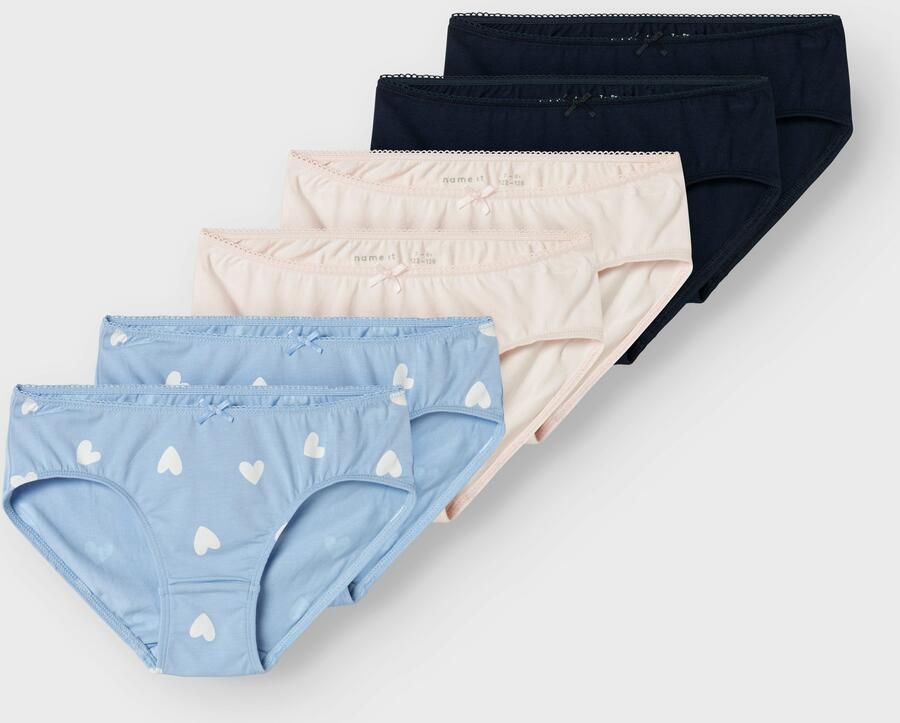 NAME IT KIDS slips set van 6 zachtblauw donkerblauw roze