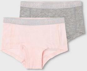 Name it KIDS hipster set van 2 lichtroze grijs melange Slip Meisjes Stretchkatoen 122 128