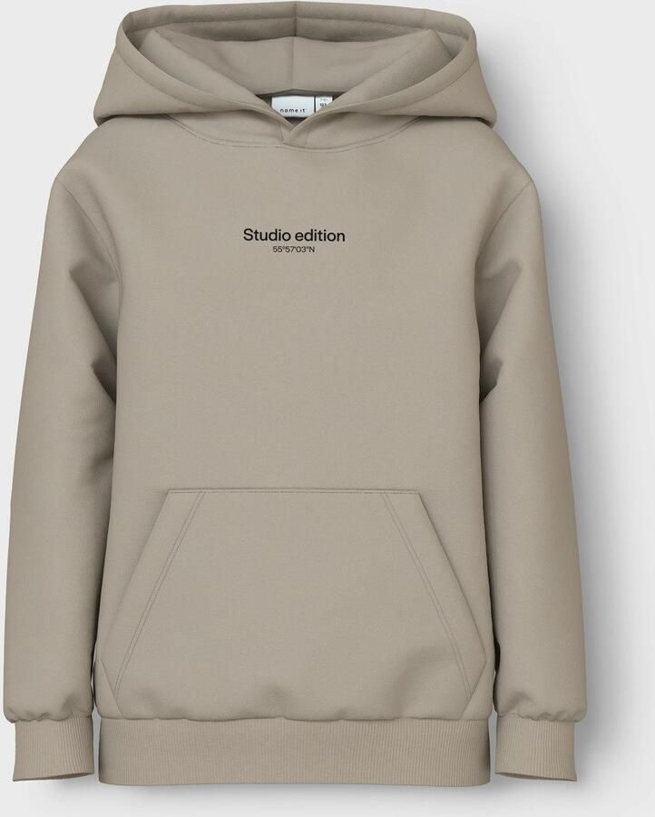 Name it KIDS hoodie met tekst beige Sweater Tekst 134 140 - Foto 3