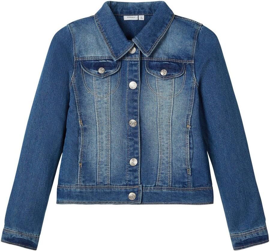 Name it KIDS spijkerjas medium blue denim Blauw Effen 104 - Foto 4