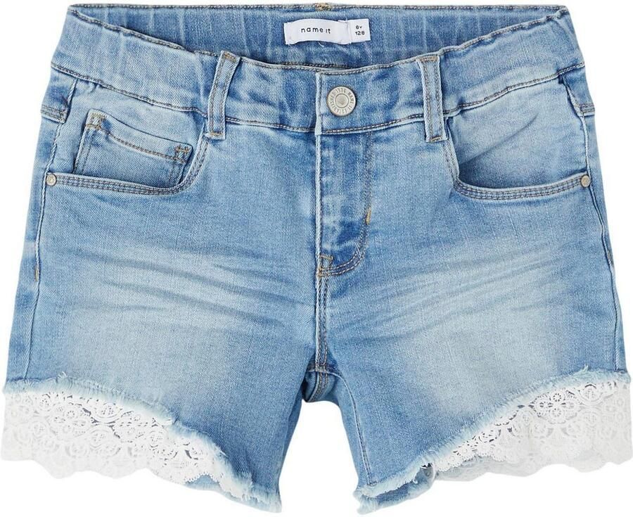 Name it KIDS regular fit jeans short NKFSALLI stonewashed Denim short Blauw Meisjes Stretchdenim 164 - Foto 4