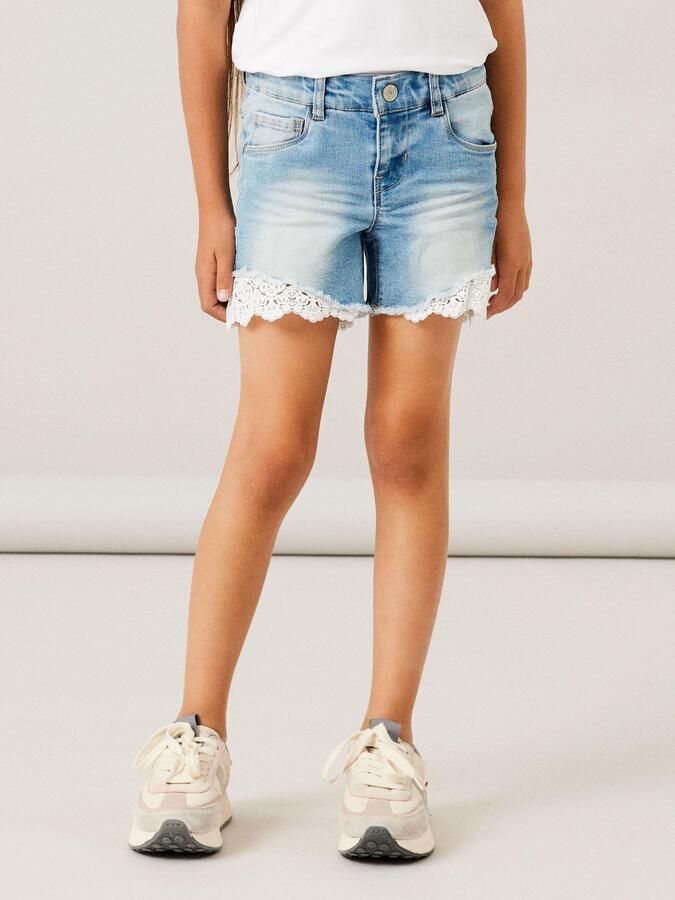 Name it KIDS regular fit jeans short NKFSALLI stonewashed Denim short Blauw Meisjes Stretchdenim 134