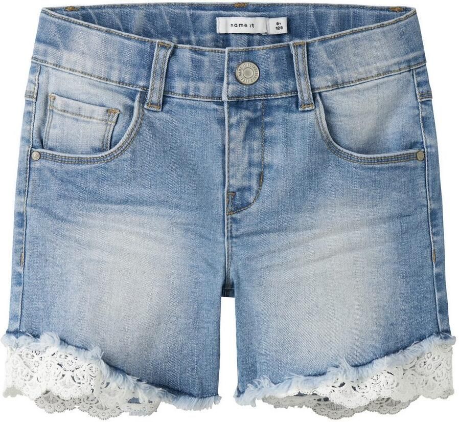 Name it KIDS regular fit jeans short NKFSALLI stonewashed Denim short Blauw Meisjes Stretchdenim 140 - Foto 4