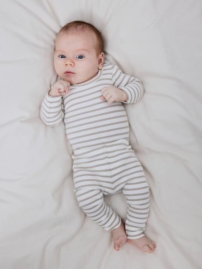 Name it BABY gestreepte romper NBNBANI beige ecru Katoen Ronde hals 50 - Foto 7