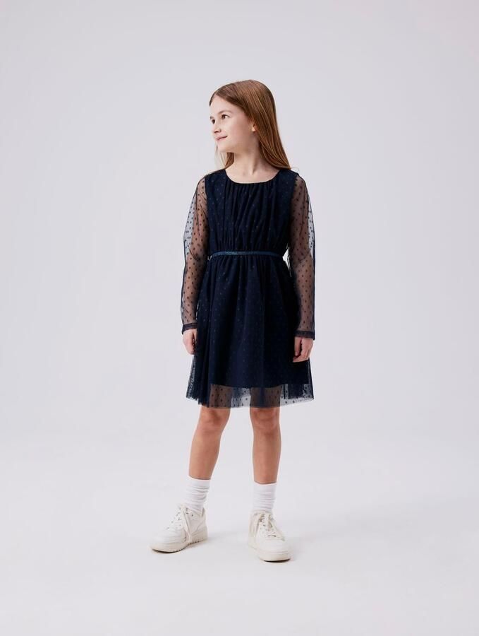 Name it KIDS semi-transparante jurk zwart Meisjes Polyester Ronde hals 104 - Foto 3