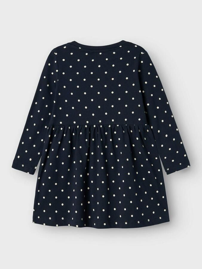 Name it MINI jurk NMFVIVIA met stippen donkerblauw wit Meisjes Katoen Ronde hals 122 128 - Foto 3