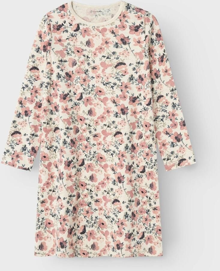 Name it KIDS gebloemde nachthemd ecru roze Meisjes Stretchkatoen Ronde hals 110 116 - Foto 3