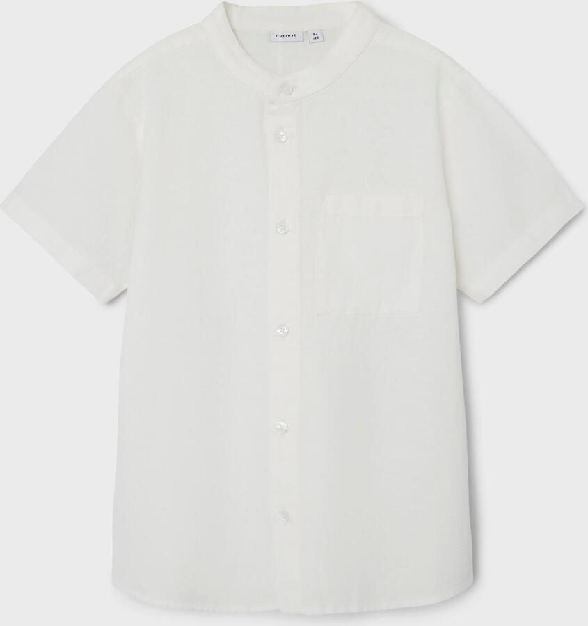 Name it KIDS overhemd NKMFAHER offwhite Wit Jongens Viscose Mao kraag Effen 122 128 - Foto 3