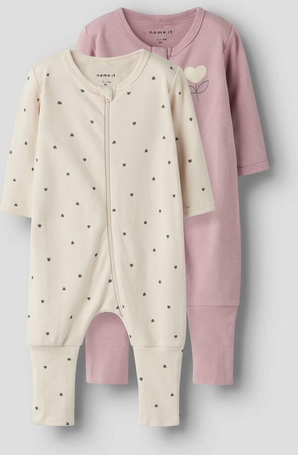 Name It Pyjama NBFNIGHTSUIT 2P ZIP FF HEART NOOS (set 2-delig) - Foto 6