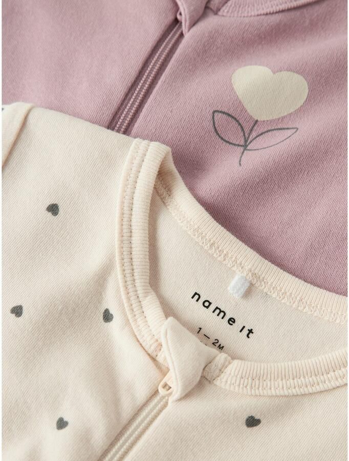 Name It Pyjama NBFNIGHTSUIT 2P ZIP FF HEART NOOS (set 2-delig)