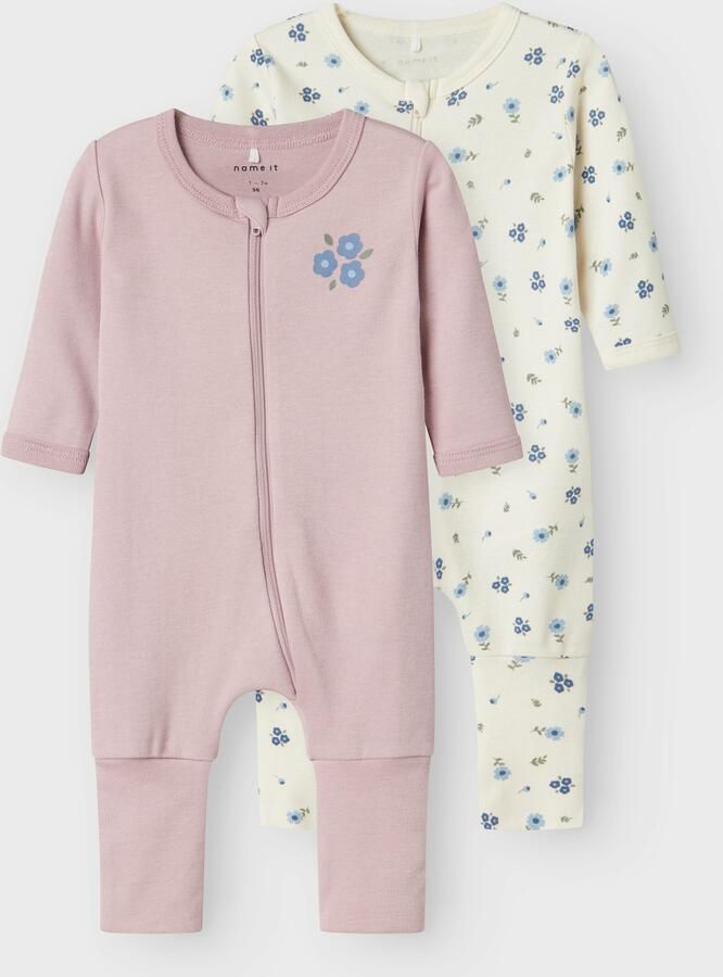 Name It Pyjama NBFNIGHTSUIT 2P ZIP FF JET FLOWER NOOS (set 2-delig) - Foto 2