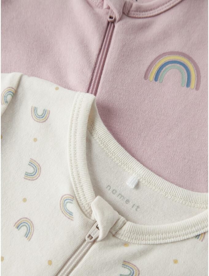 Name It Pyjama NBFNIGHTSUIT 2P ZIP FF JET RAINBOW NOOS (set 2-delig)