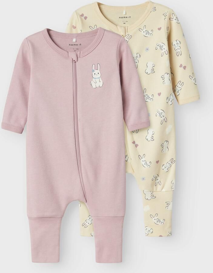 Name It Pyjama NBFNIGHTSUIT 2P ZIP FF SAND RABBIT NOOS