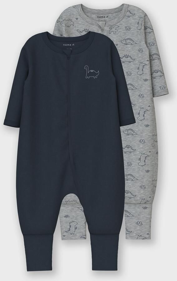 Name It Pyjama NBMNIGHTSUIT 2P ZIP FF GREY DINO NOOS (set 2-delig) - Foto 4