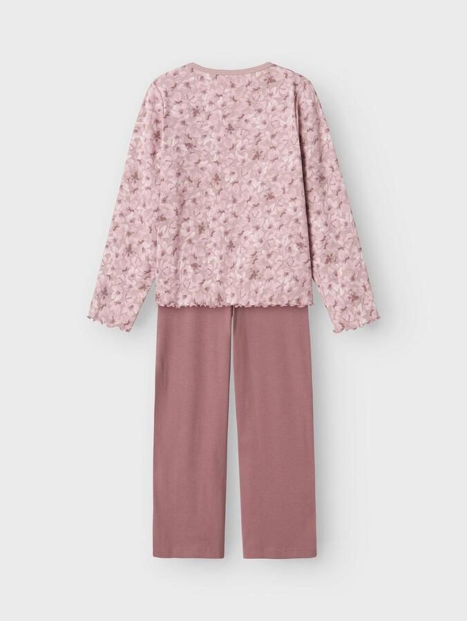 Name it KIDS pyjama met bloemdessin paars mauve Meisjes Stretchkatoen Ronde hals 110 116 - Foto 7