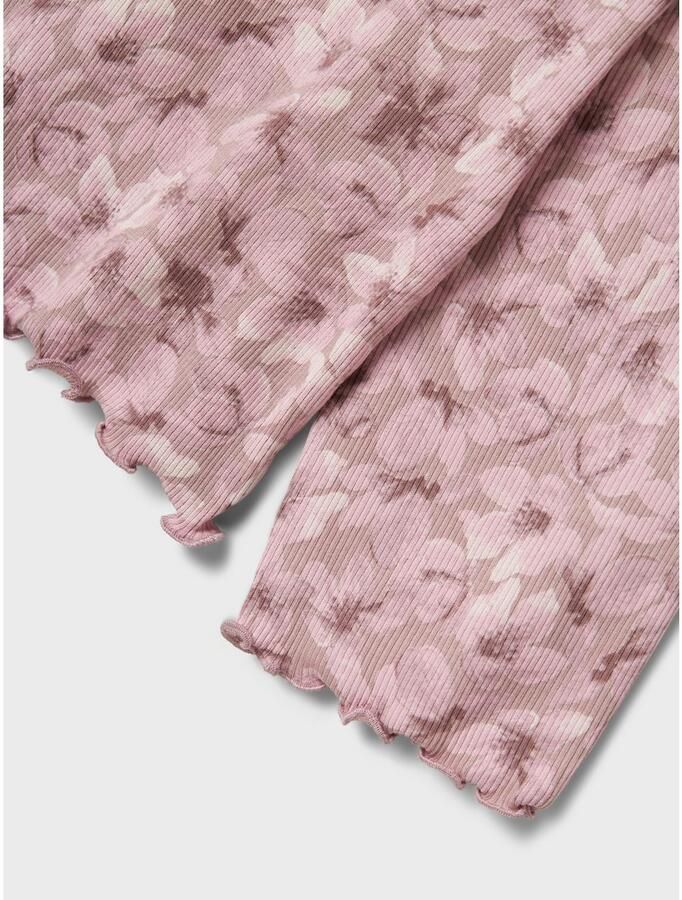 Name it KIDS pyjama met bloemdessin paars mauve Meisjes Stretchkatoen Ronde hals 110 116 - Foto 2