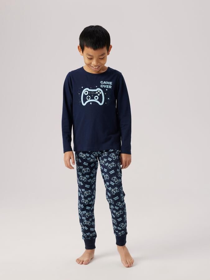 NAME IT KIDS pyjama met all over print donkerblauw lichtblauw - Foto 7